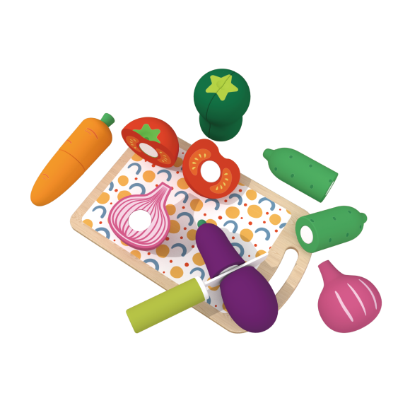 Custom Wooden Vegetable Cutting Set, Pretend Play Food Toy Set for Kids