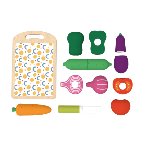 Custom Wooden Vegetable Cutting Set, Pretend Play Food Toy Set  for Kids