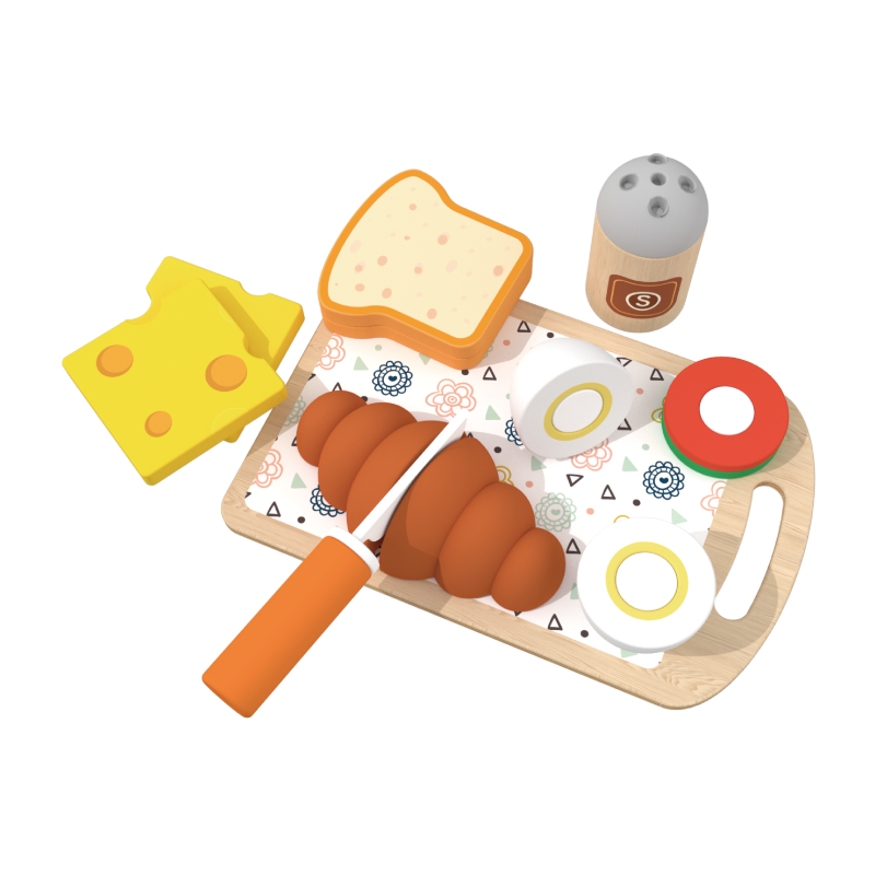 Custom Wooden Breakfast Pretend Play Food,Cutting Food Set for Toddlers 3-5
