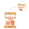 Custom Wooden Pretend Cash Register,Supermarket Play Set for Kids