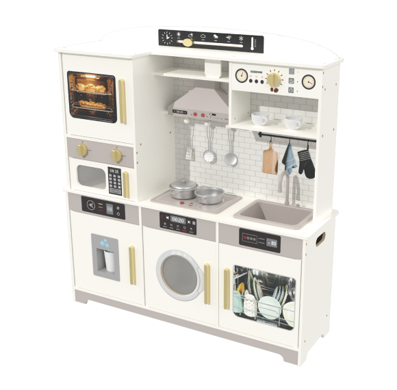 Custom Multi-Functional Wooden Play Kitchen Set, Realistic Pretend Play Set