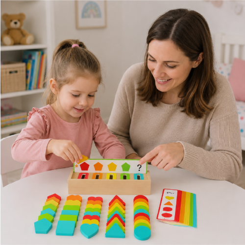 Custom Wooden Shape Sorter Toy with Sorting Cards,Color Sorting Sensory Toys