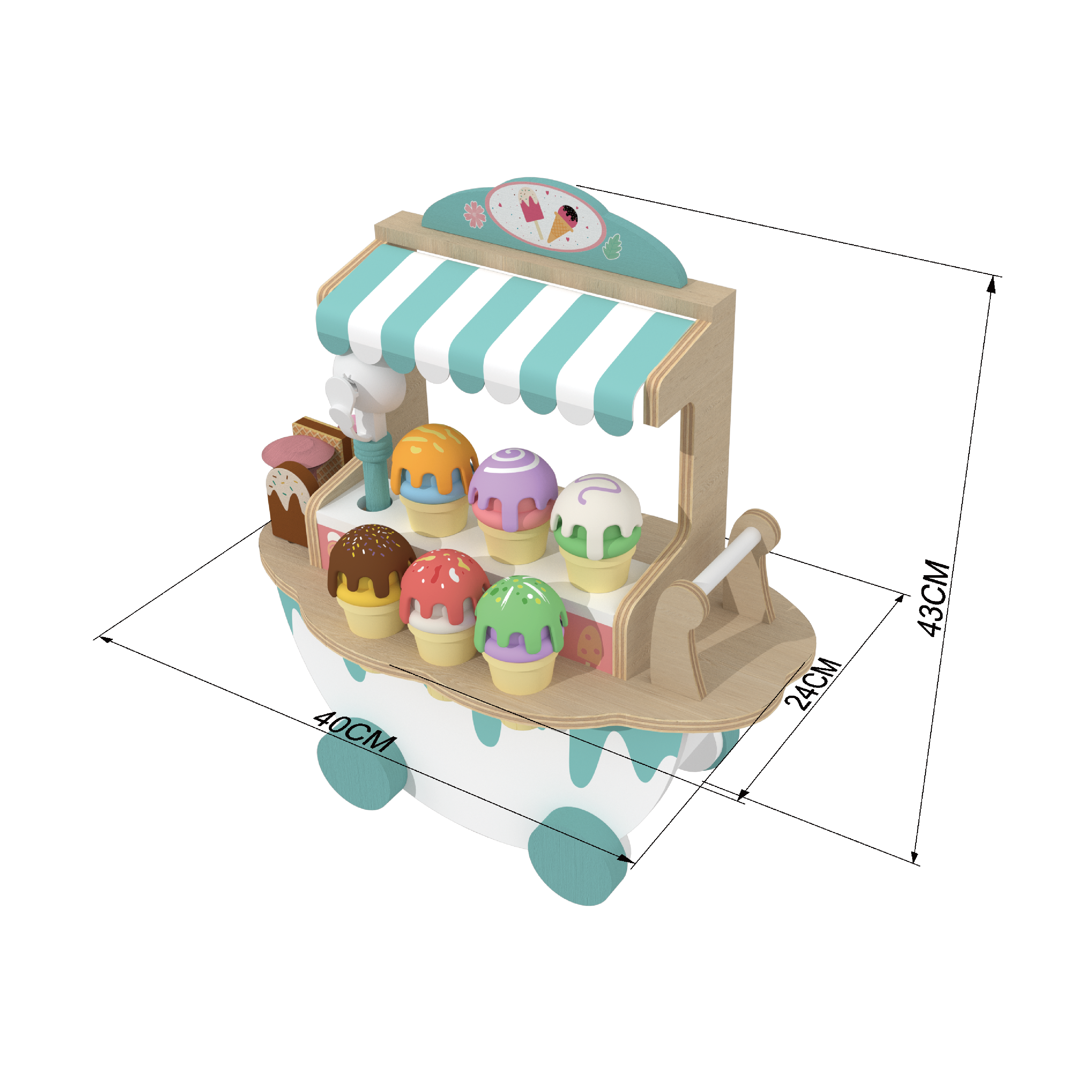 wooden ice cream cart toy