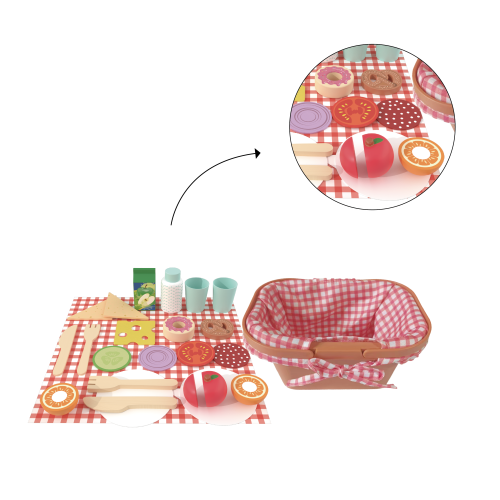 Custom Wooden Picnic Playset, Pretend Play Food for Kids-Kidmerry