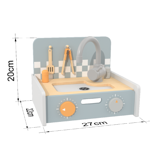 Custom 3-in-1 Wooden Kitchen Toy, Pretend Play Kitchen Set for Toddlers