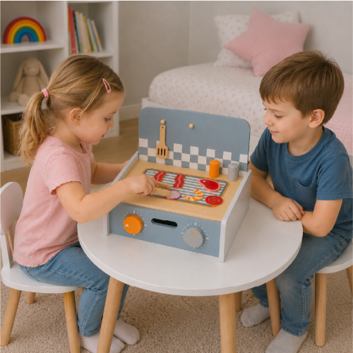 Custom 3-in-1 Wooden Kitchen Toy, Pretend Play Kitchen Set for Toddlers