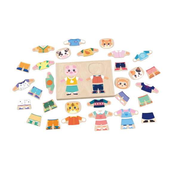 Custom Animal Wooden Dress Up Puzzle, Montessori Matching Game for Toddlers