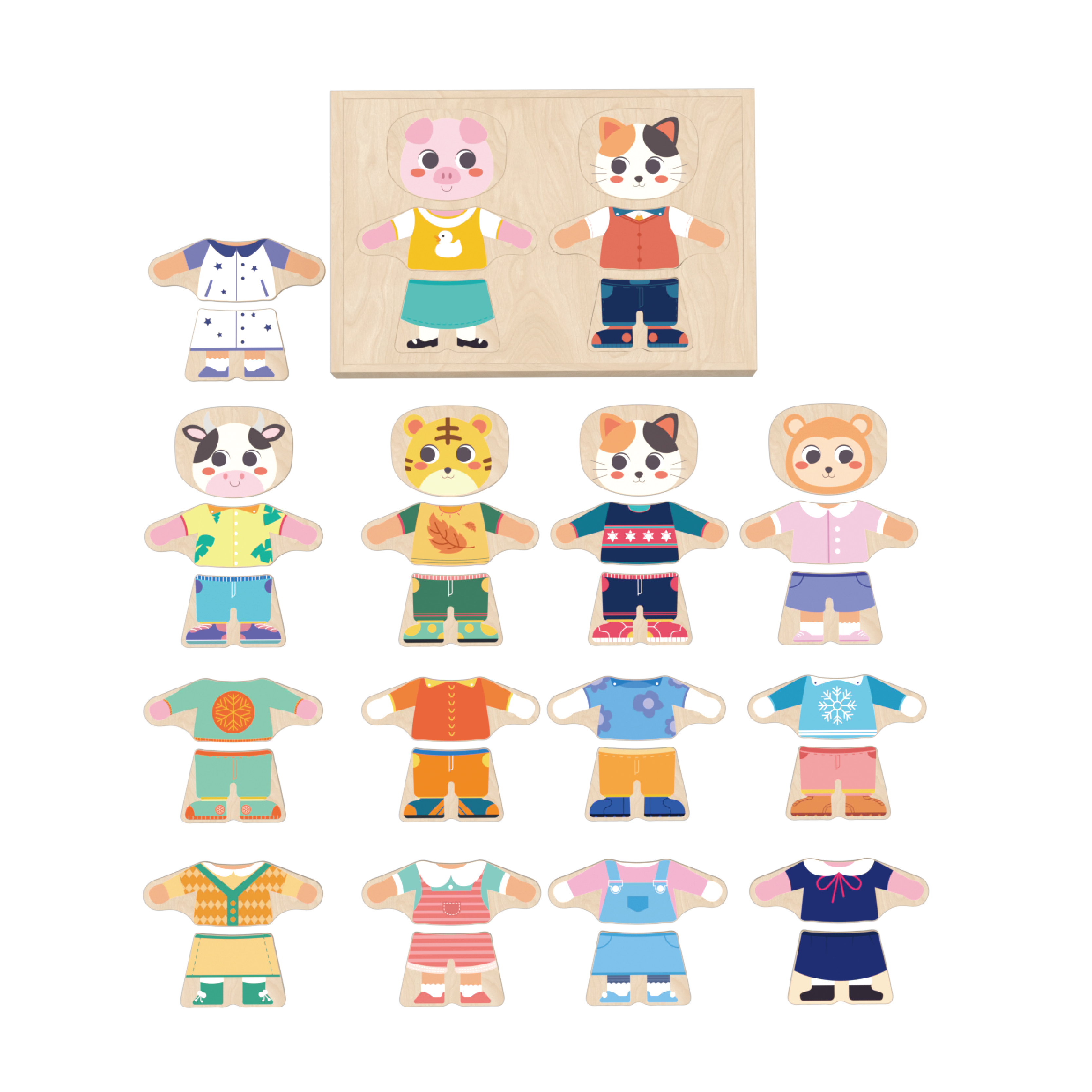 wooden dress up puzzle