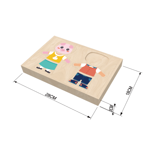 Custom Animal Wooden Dress Up Puzzle, Montessori Matching Game for Toddlers