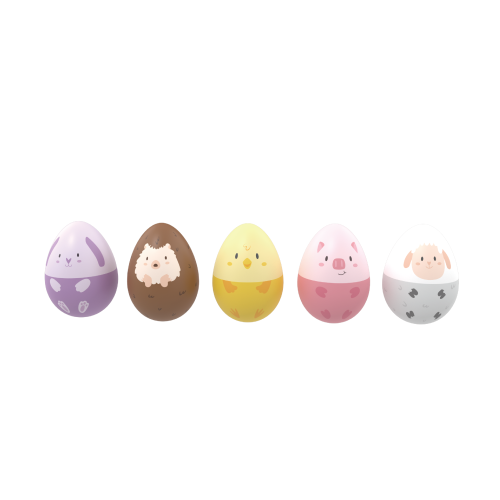 Custom Wooden Egg Shaped Weeble Wobble Baby Toys,Animal Wobble Toy Set- Kidmerry