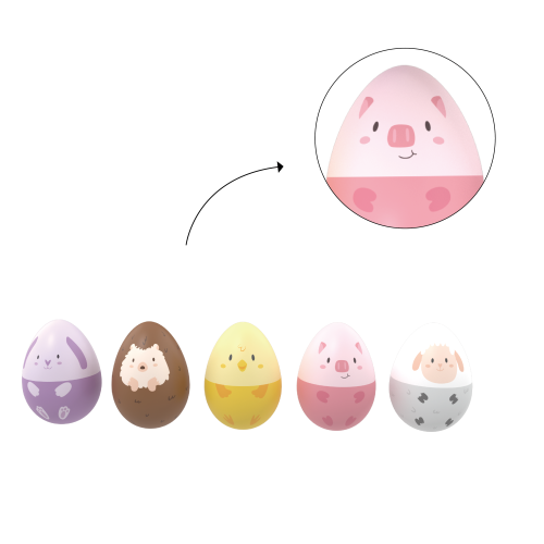 Custom Wooden Egg Shaped Weeble Wobble Baby Toys,Animal Wobble Toy Set- Kidmerry