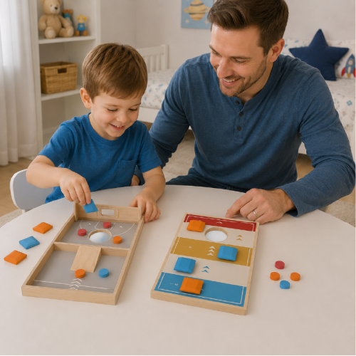 Custom 2-in-1 Mini Desktop Cornhole Game, Montessori Sling Puck Game for Toddlers