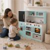 Custom Wooden Play Kitchen Set with Chalkboard, Realistic Pretend Play Set