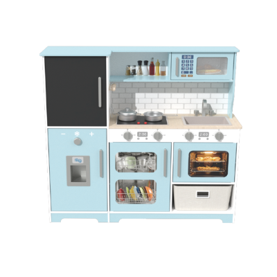 Custom Wooden Play Kitchen Set with Chalkboard, Realistic Pretend Play Set