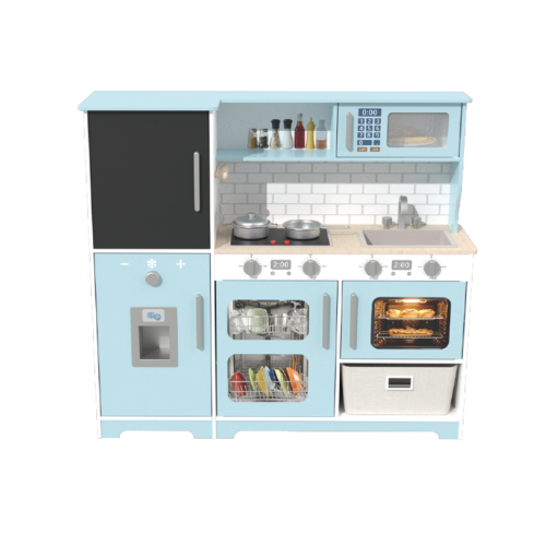 Custom Wooden Play Kitchen Set with Chalkboard, Realistic Pretend Play Set