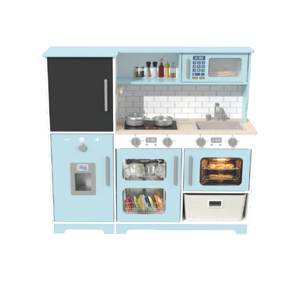Custom Wooden Play Kitchen Set with Chalkboard, Realistic Pretend Play Set