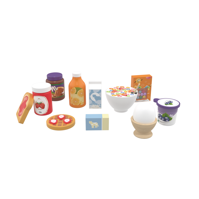 Custom Wooden Breakfast Play,Montessori fake foods for Kids-Kidmerry
