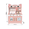 Custom Cat Shape Wooden Play Kitchen Set, Pink Pretend Cooking Toy for Ages 3-6