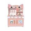 Custom Cat Shape Wooden Play Kitchen Set, Pink Pretend Cooking Toy for Ages 3-6