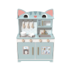 Cat Shape Wooden Play Kitchen Set, MintGreen Pretend Cooking Toy for Ages 3-6