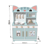 Cat Shape Wooden Play Kitchen Set, MintGreen Pretend Cooking Toy for Ages 3-6