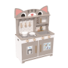 Cat Shape Wooden Play Kitchen Set, Grey Pretend Cooking Toy for Ages 3-6