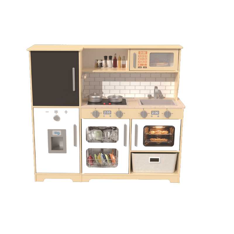 Custom Wooden Play Kitchen Set with Blackboard, Realistic Pretend Play Set