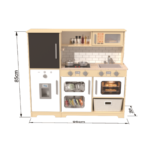 Custom Wooden Play Kitchen Set with Blackboard, Realistic Pretend Play Set