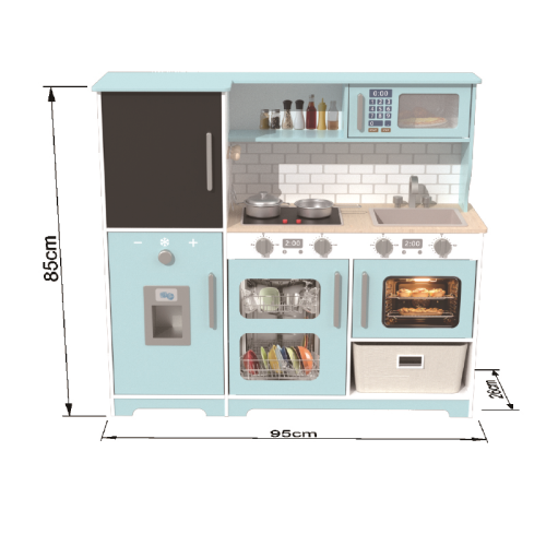 Custom Wooden Play Kitchen Set with Chalkboard, Realistic Pretend Play Set
