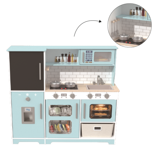 Custom Wooden Play Kitchen Set with Chalkboard, Realistic Pretend Play Set