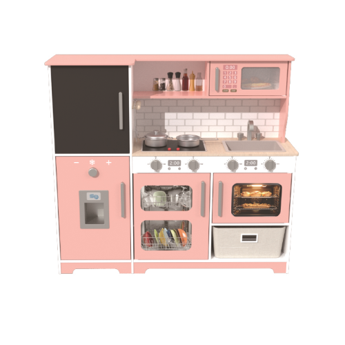 Custom Wooden Play Kitchen Set with Blackboard, Realistic Pretend Play Set