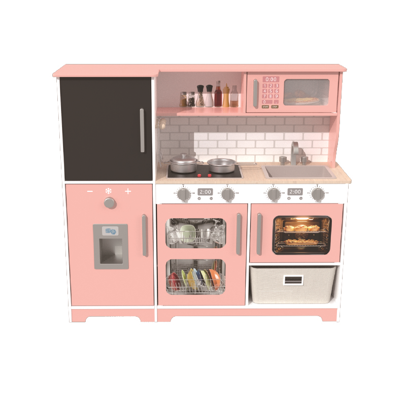 Custom Wooden Play Kitchen Set with Blackboard, Realistic Pretend Play Set