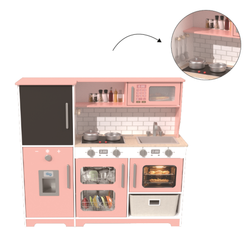 Custom Wooden Play Kitchen Set with Blackboard, Realistic Pretend Play Set