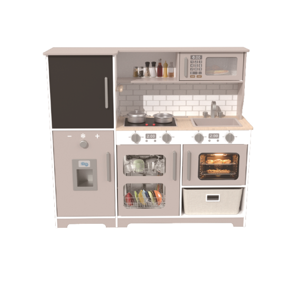 Custom Wooden Play Kitchen Set with Blackboard, Realistic Pretend Play Set