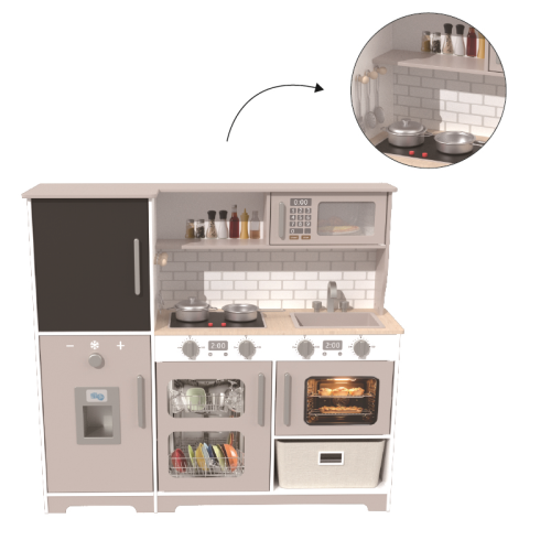 Custom Wooden Play Kitchen Set with Blackboard, Realistic Pretend Play Set