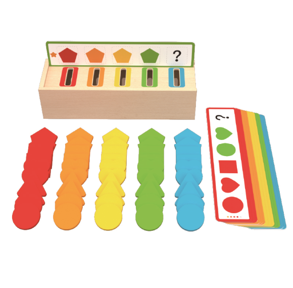 Custom Wooden Shape Sorter Toy with Sorting Cards,Color Sorting Sensory Toys