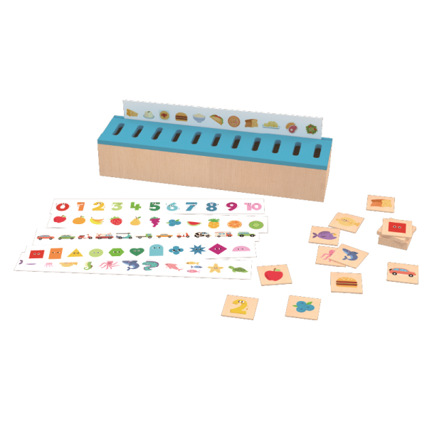 Custom Wooden Montessori Sorting Box for Toddlers with Cards & Storage Slots