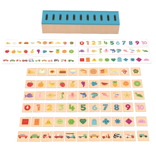 Custom Wooden Montessori Sorting Box for Toddlers with Cards & Storage Slots