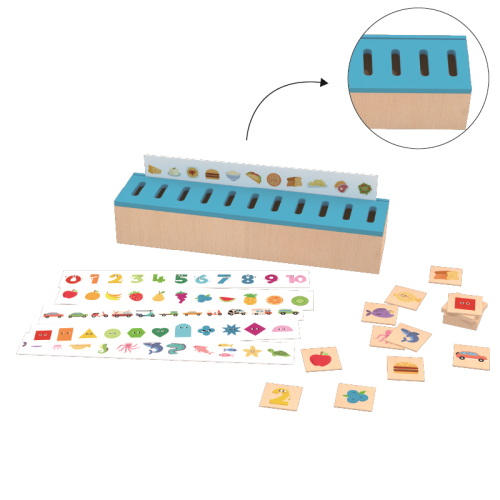 Custom Wooden Montessori Sorting Box for Toddlers with Cards & Storage Slots