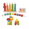 Custom Wooden Shape Sorting & Beading Toy,Stacking Columns with Pegs & Cards