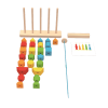 Custom Wooden Shape Sorting & Beading Toy,Stacking Columns with Pegs & Cards