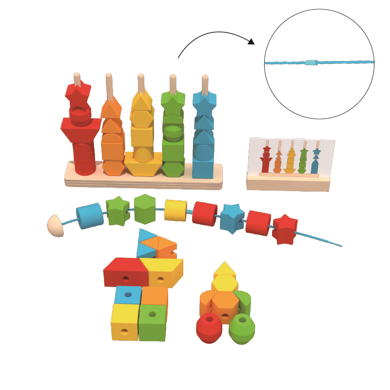 wooden beads with various shapes