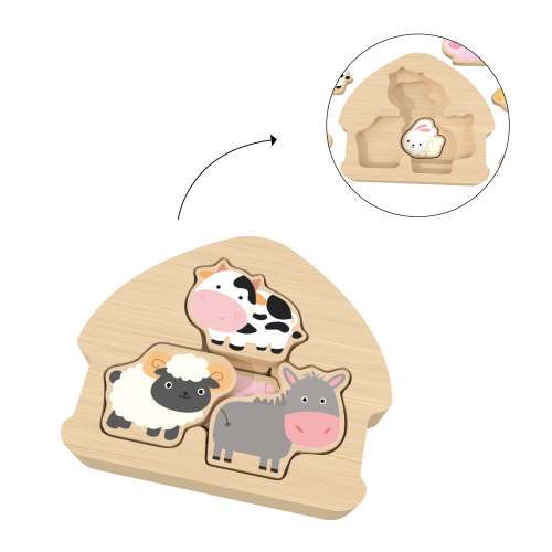 Custom Wooden Farm Animal Puzzle,Peg Puzzle for Toddlers Montessori Toys Gifts