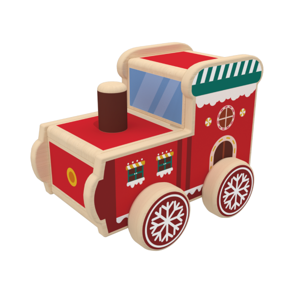 Custom Christmas Wood Train Engine,Wooden Train Cars Toys for Toddler Push Play