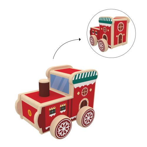 Custom Christmas Wood Train Engine,Wooden Train Cars Toys for Toddler Push Play