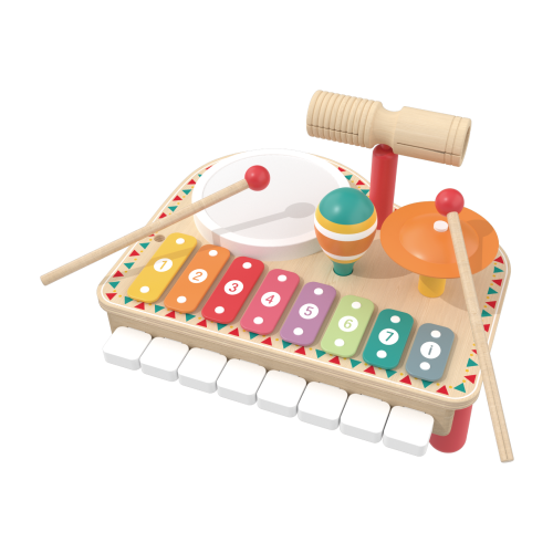 Custom Wooden Drum Set,Baby Musical Instruments Percussion Set with Xylophone