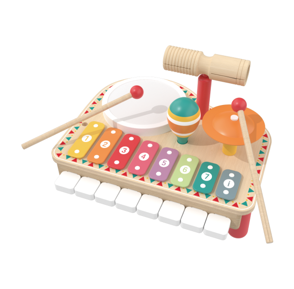 Custom Wooden Drum Set,Baby Musical Instruments Percussion Set with Xylophone