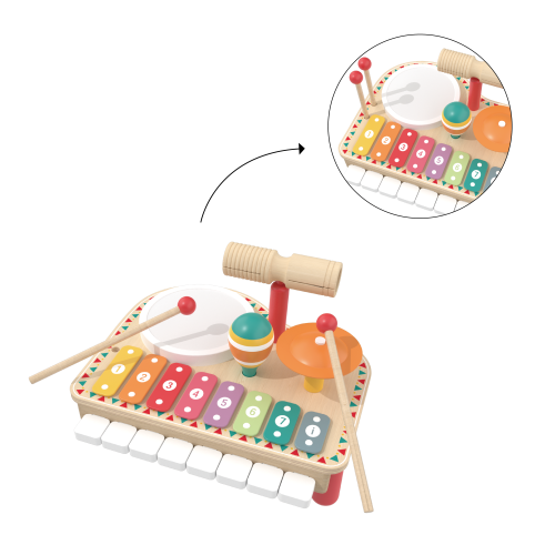 Custom Wooden Drum Set,Baby Musical Instruments Percussion Set with Xylophone