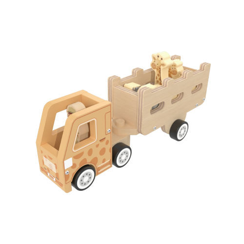 Custom Wooden Safari Animal Rescue Truck,Carrier Wooden Vehicle Play Set