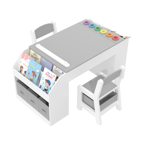 Custom Wooden Kids Art Table and Chairs Set,Craft Play Desk with Storage Drawers